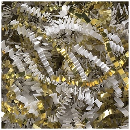 Bsc Preferred White and Gold Metallic Blend Crinkle Paper - 10 lb. Box BUY00016865